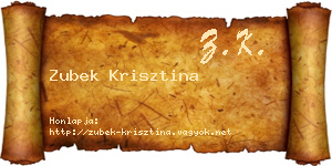 Zubek Krisztina névjegykártya