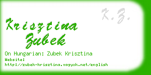 krisztina zubek business card